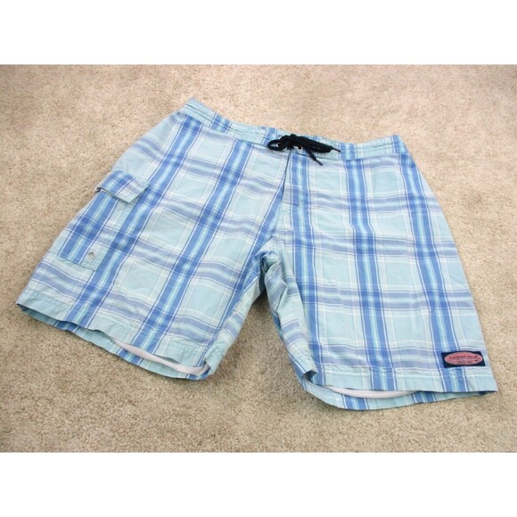 Vineyard Vines Swim Trunks Men 34 Blue Plaid Preppy Bathing Suit Board Shorts * - Picture 2 of 14